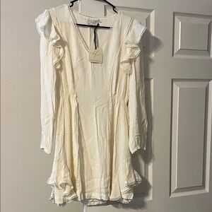Dress Forum Cream Textured V-Neck Dress